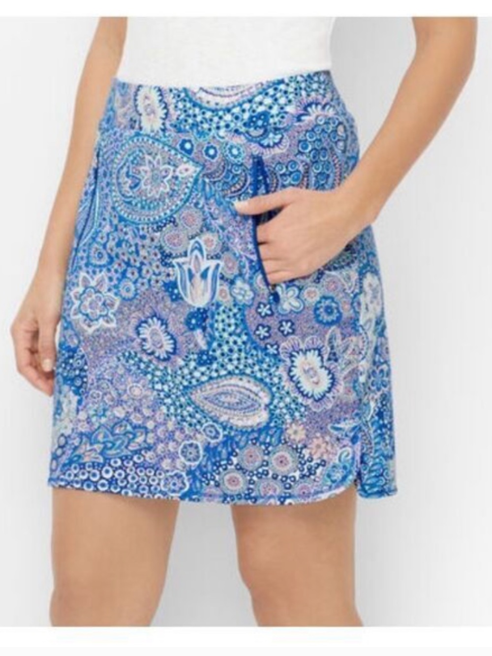 T by Talbots EVERYDAY STRETCH COTTON FLORAL LEAVES GOLF SKORT DREAMY PAISLEY Med